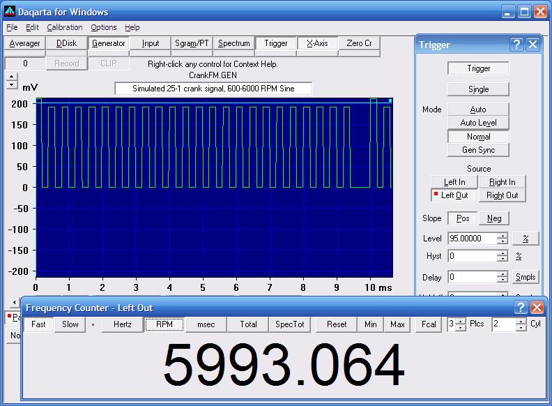 Daqarta Sound Card Engine Crank Sensor Simulator